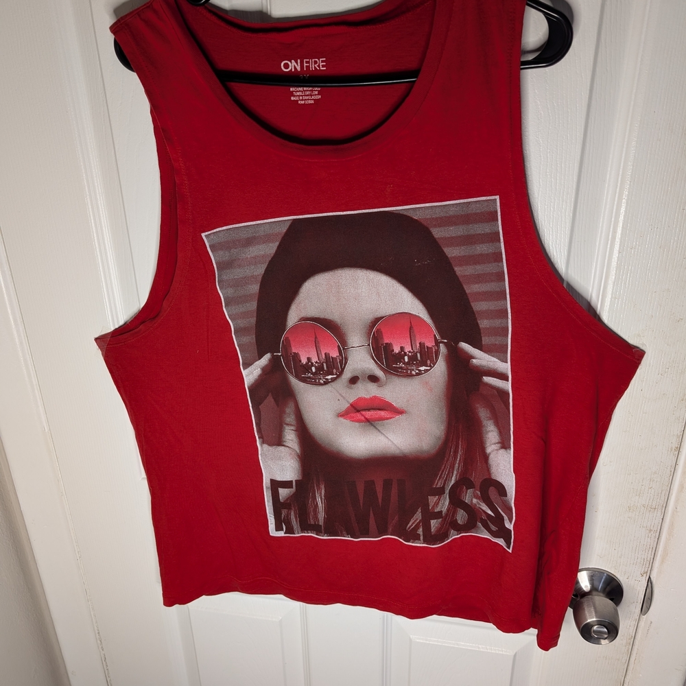 On Fire Women's Red Flawless Graphic Muscle Tee